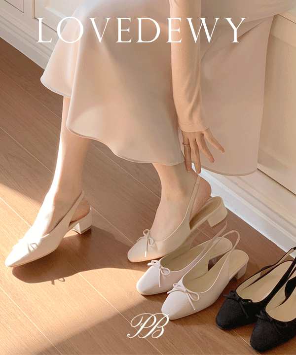 퍼빗 [마성의3.3cm][P.B MADE] 러브듀이 세미스퀘어 스웨이드 슬링백 슈즈 - 3color