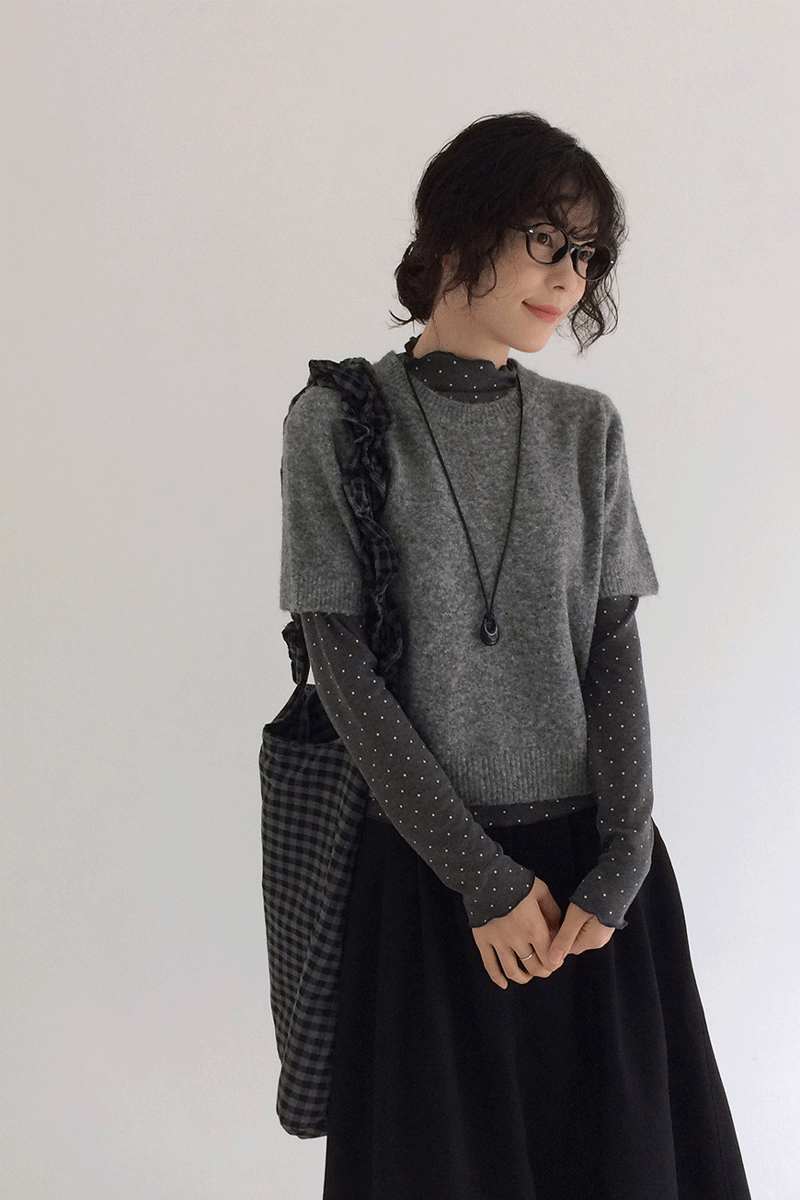 에비소 레이어드 울 니트 반팔