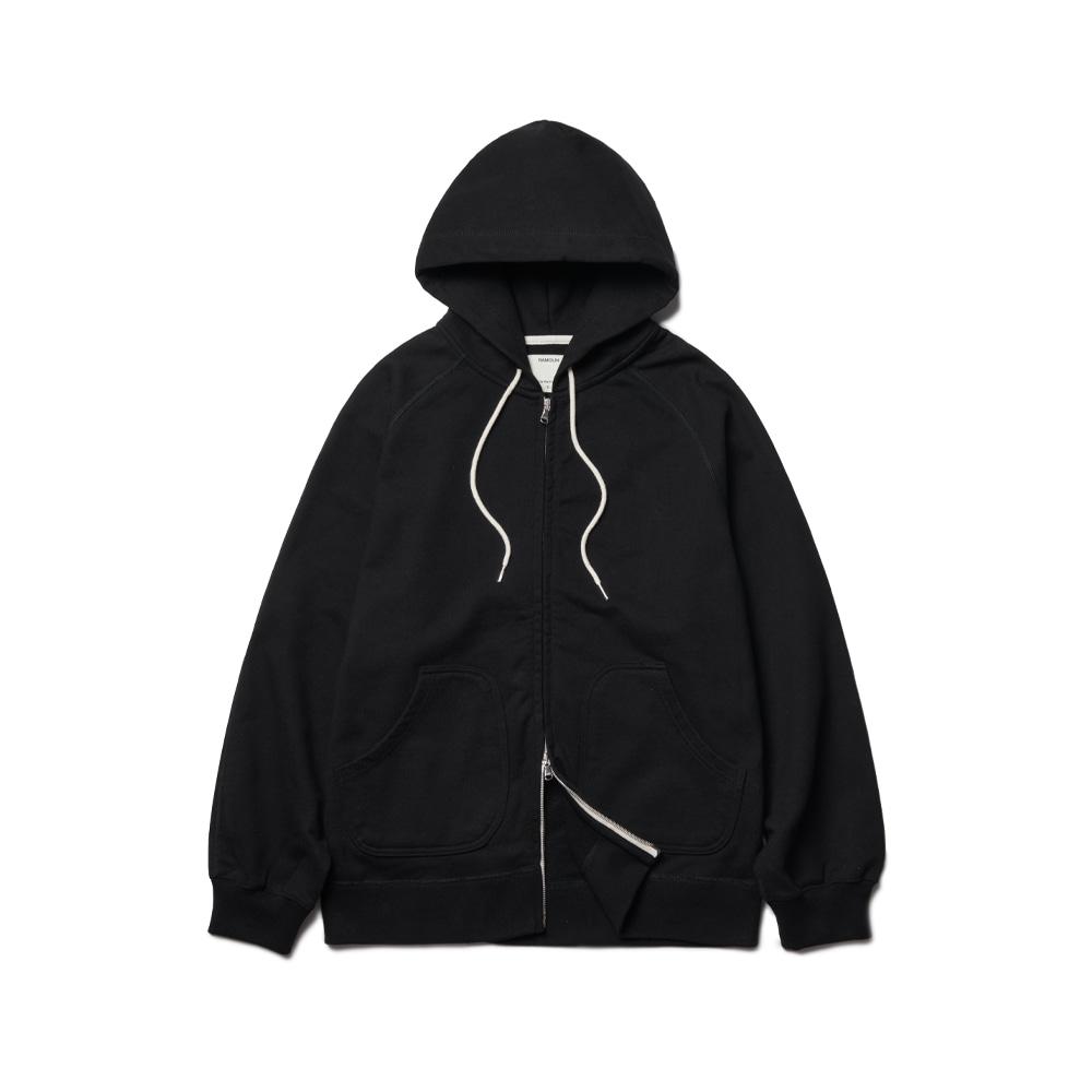 Shoulder Split Zip-Up Hoodie Black