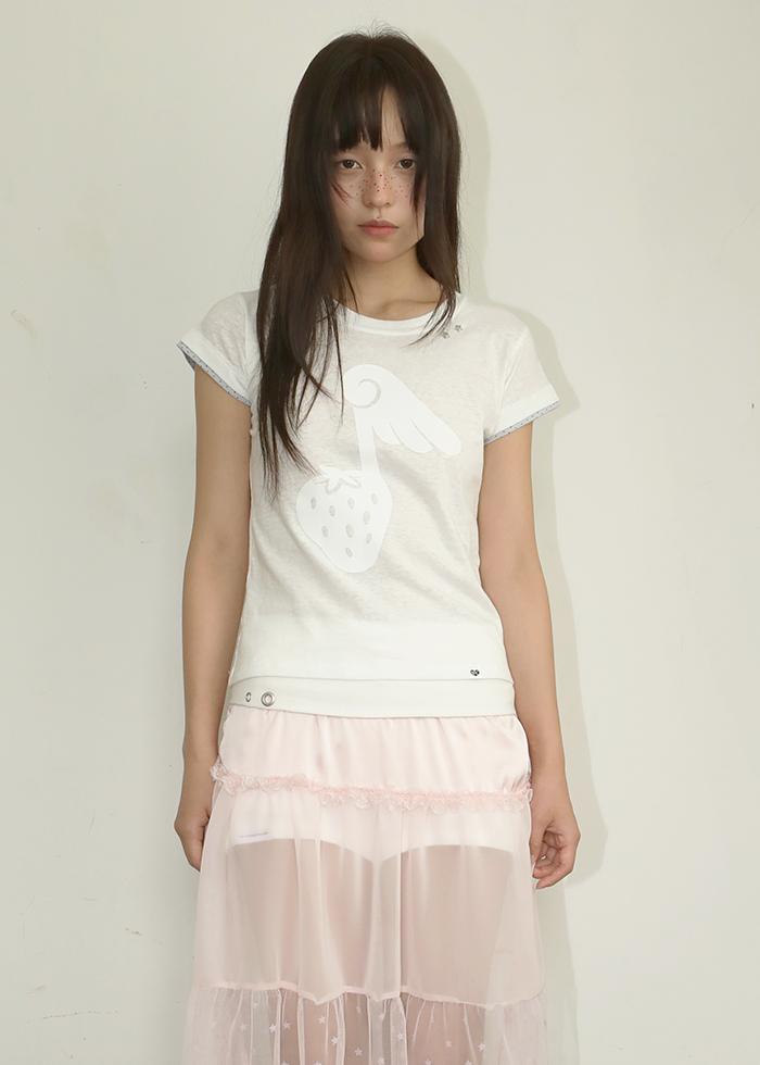 WINGED BERRY NOTE LAYERED T-SHIRT OFF WHITE