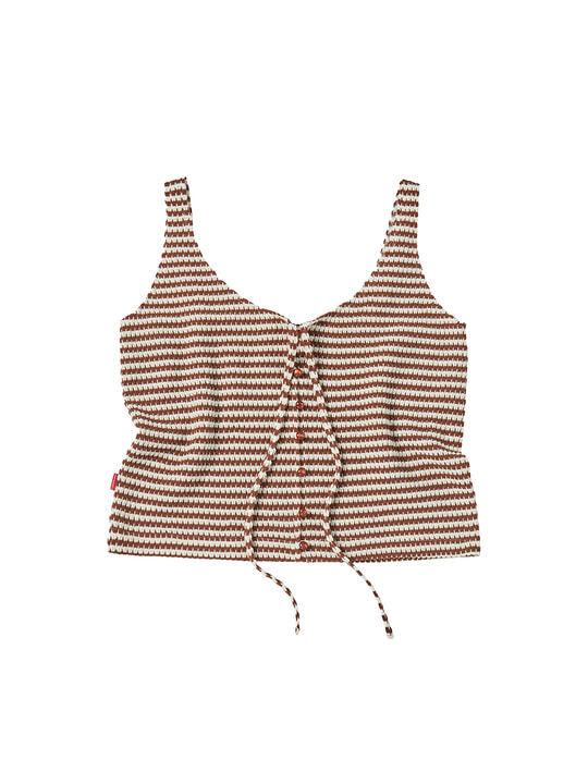 W CROCHET RIBBON VEST [BROWN]