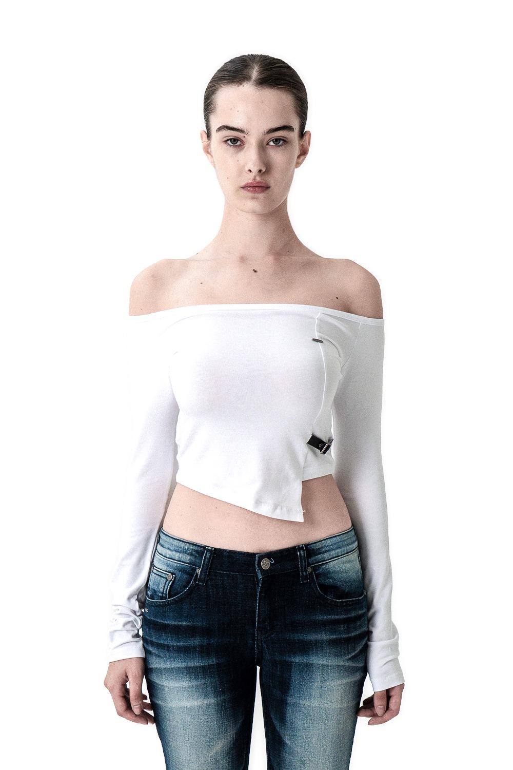 BELT UNBALANCED LONG SLEEVE WHITE