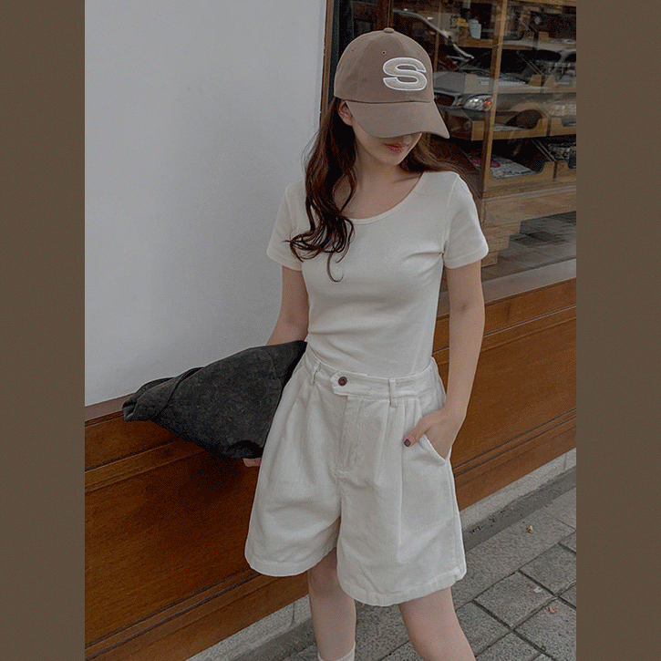 큐니걸스 [6컬러/4계절]사계절랍빠 미니유넥반팔티