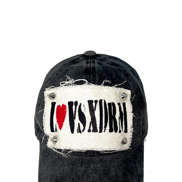 LOVE STUD BALL CAP (WASHED BLACK)