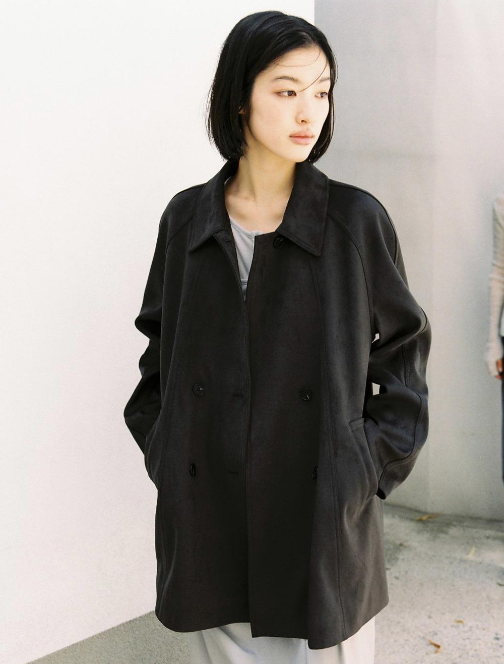 SUEDE HALF COAT [BROWN]