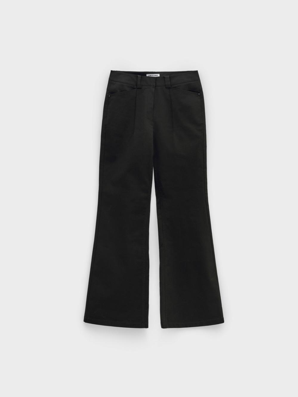 Cotton Pin Tuck Bootcut Pants_Black