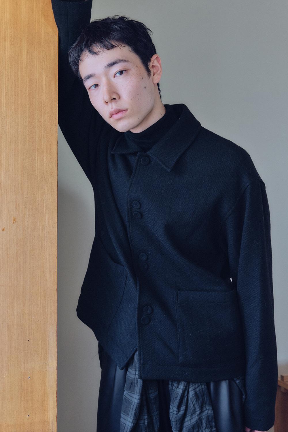 unisex edinburgh wool half coat black [4color]