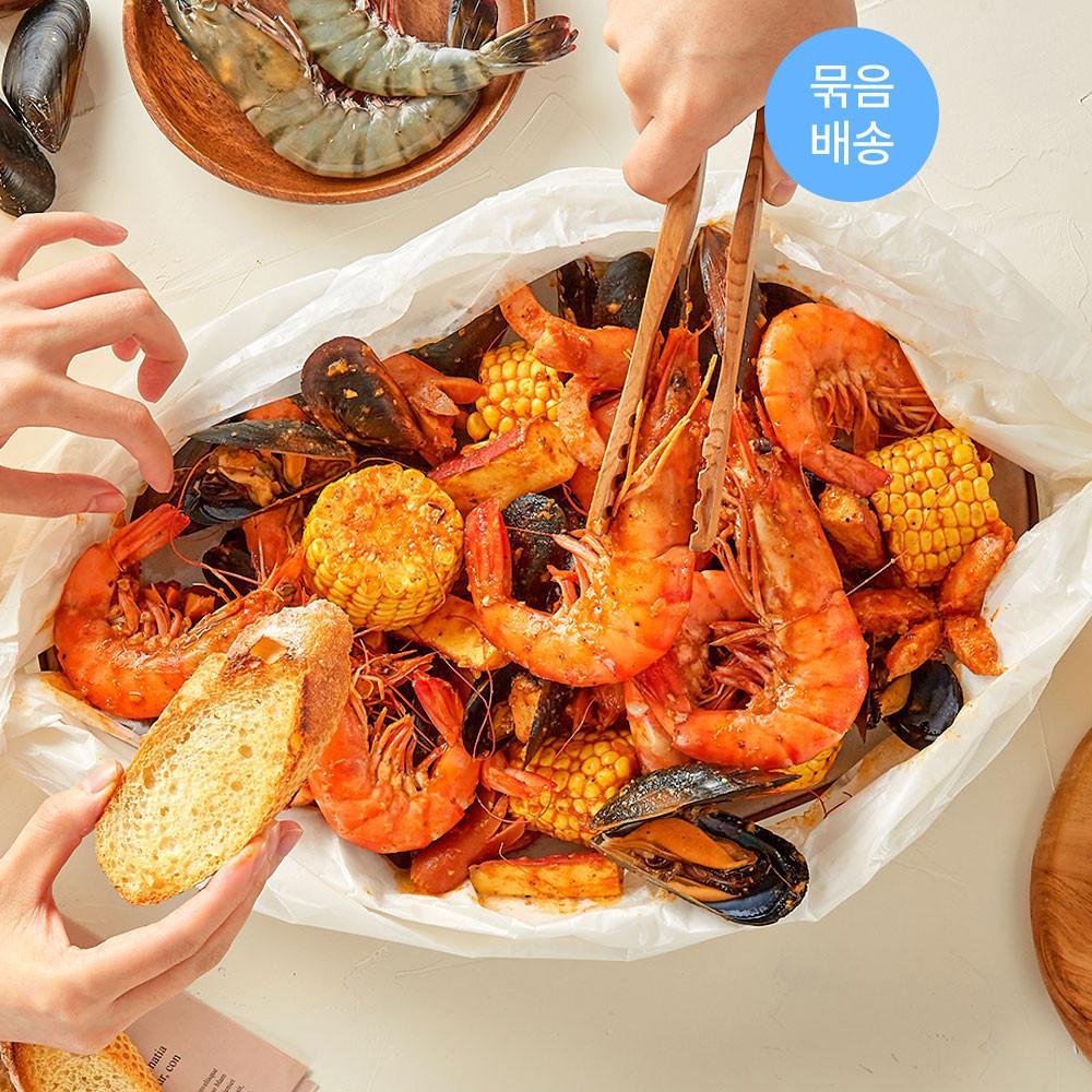 [인어교주해적단 X 푸드어셈블] 보일링 쉬림프 밀키트(2인) 캠핑밀키트 홈파티
