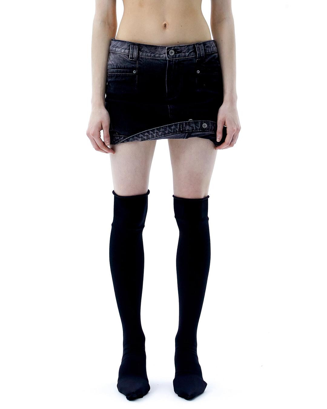 (ARIELLA) Spoiled Denim Skirt - 1 / WASHED BLACK