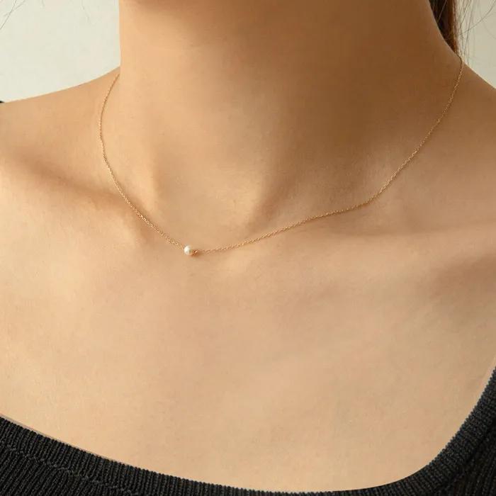 [14K GOLD] ONE PEARL NECKLACE