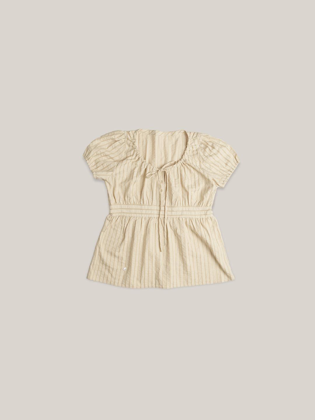 STRIPE PUFF BLOUSE [ BEIGE ]