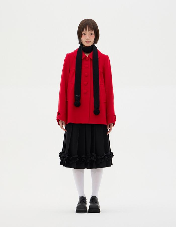 BOCBOK) petite pom pom muffler (black)