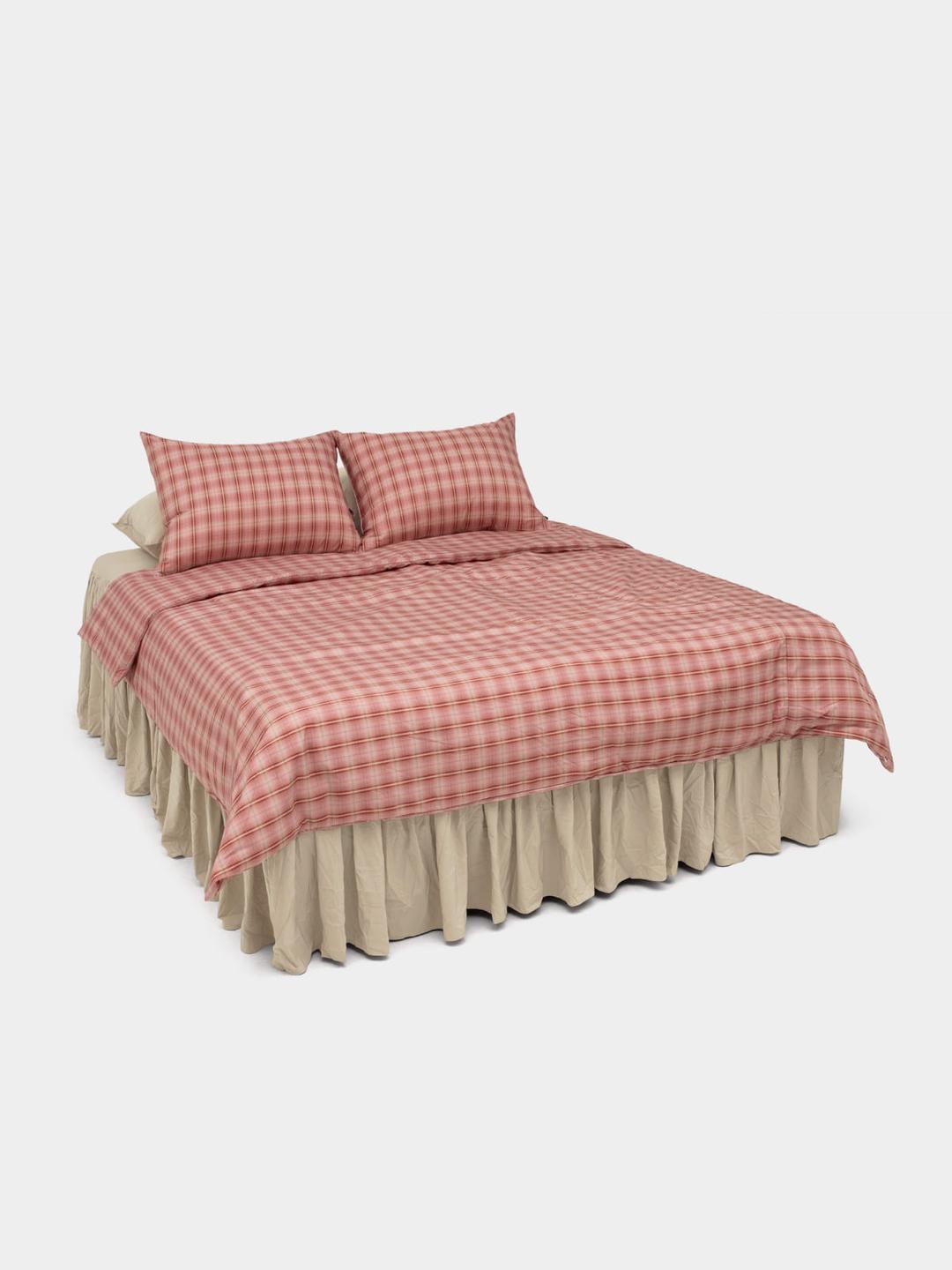 논더스트 빈티지 체크 이불커버 - 핑크