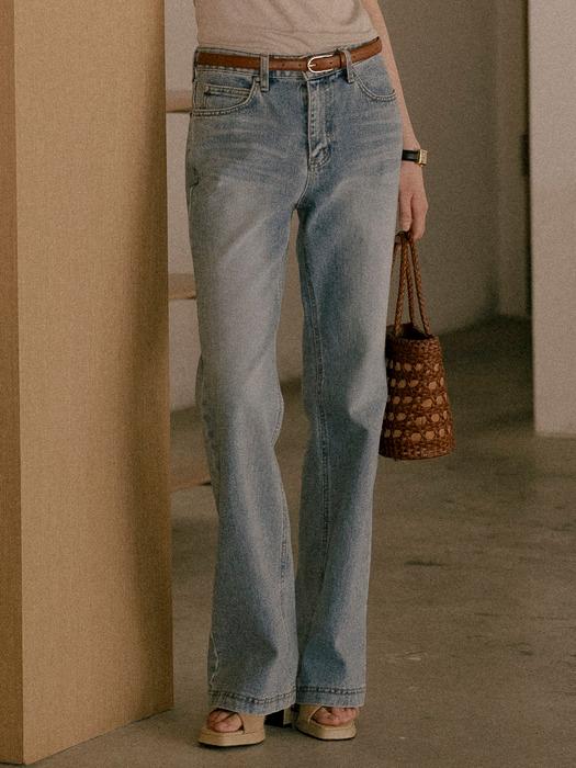 Natural washed bootcut denim pants_Blue