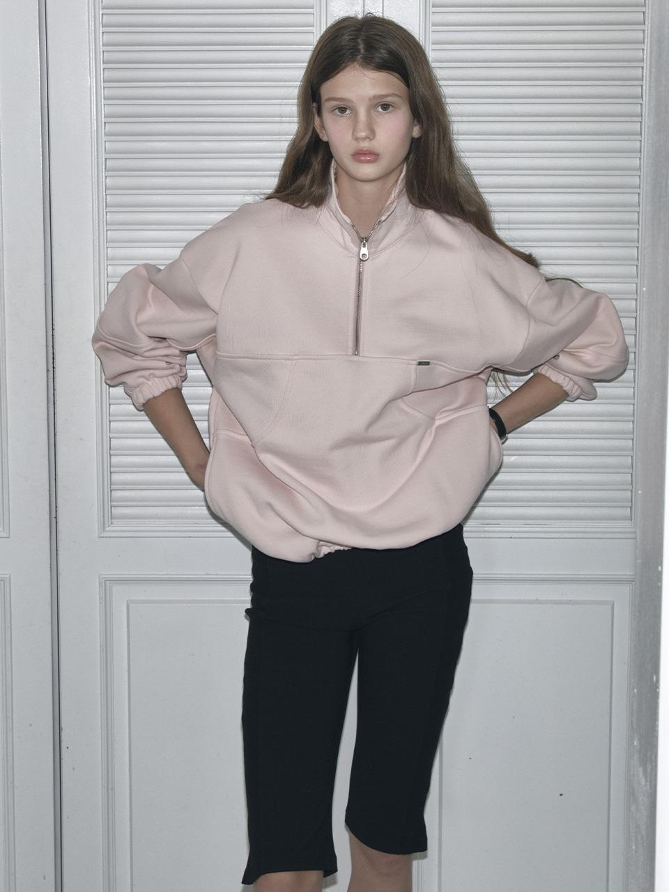 SWEATSHIRT HALF ZIP UP - PINK