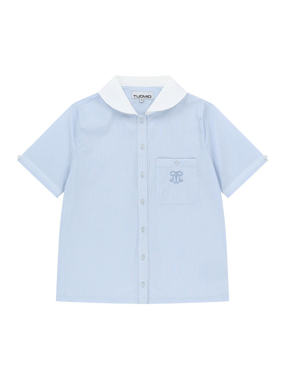 ROUND COLLAR EMBLEM SHIRT [WHITE]