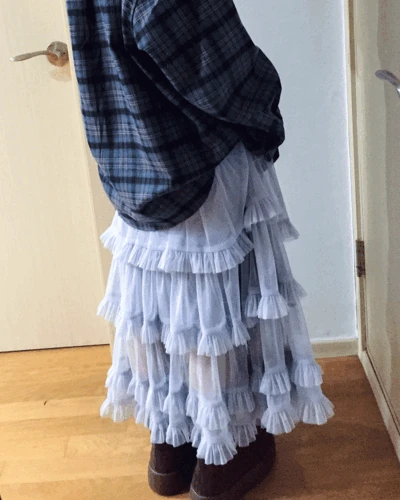 [오늘출발]쉬어 그레이쉬 러플 롱스커트 (1color)