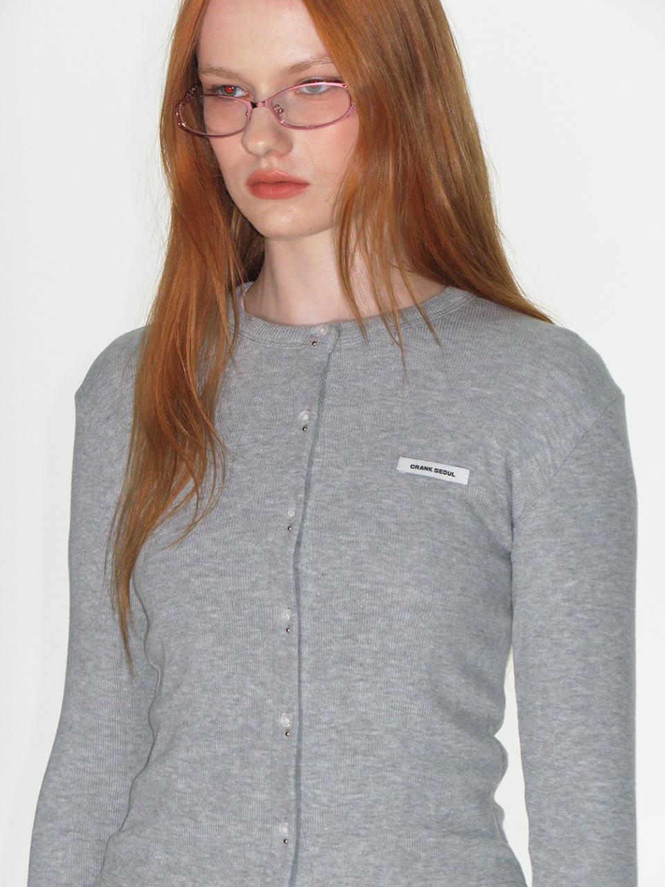 [Release 9/19] KNIT STUD BUTTON CARDIGAN_GREY