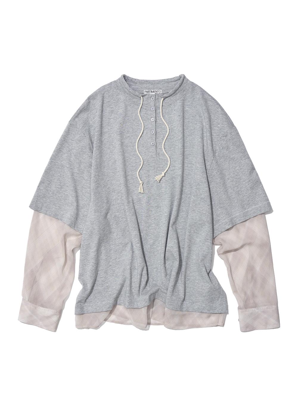 [WOMEN] HENLEY NECK ALL-IN-ONE LONG SLEEVE TEE_MELANGE
