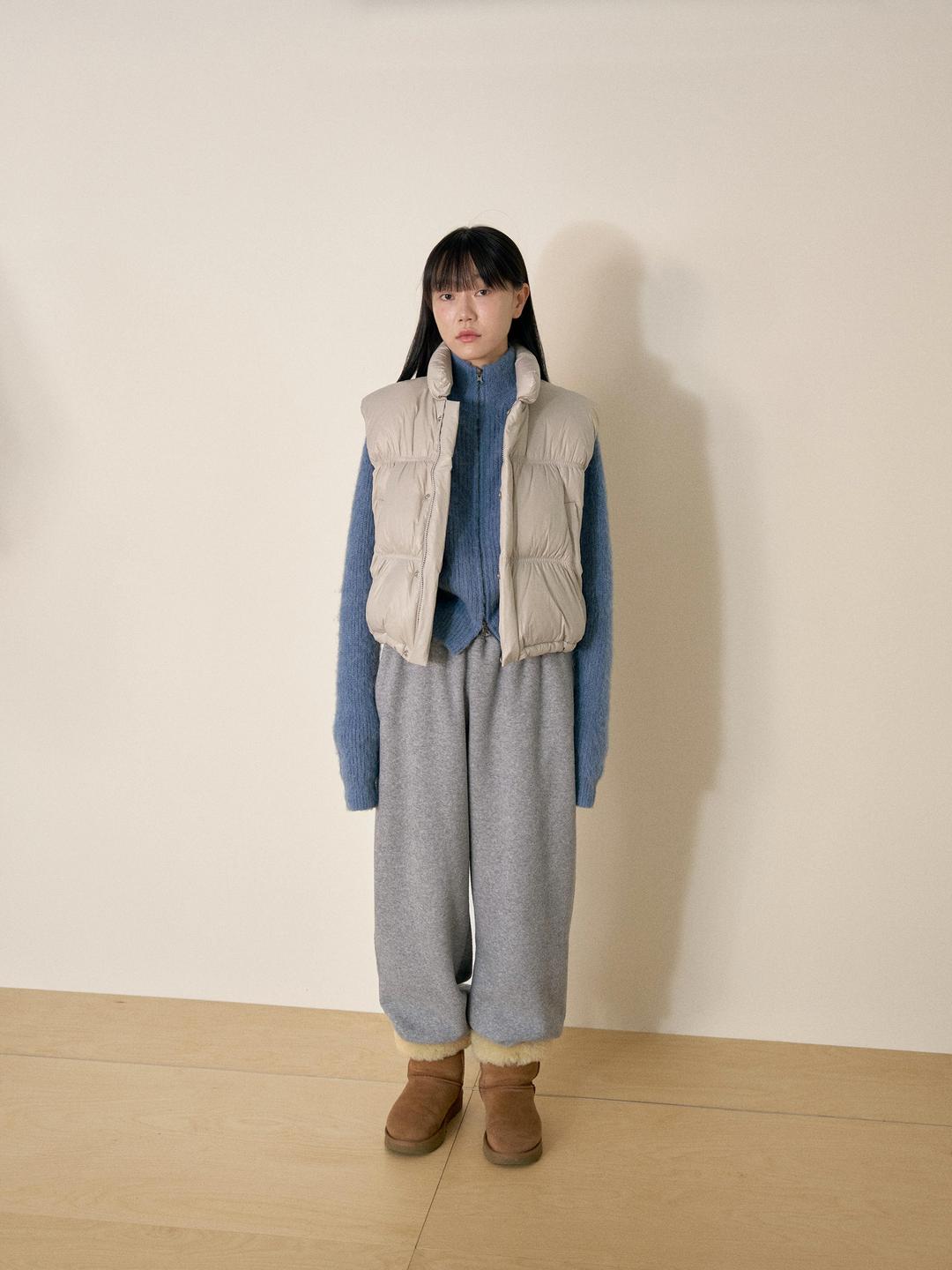 윈터 셔링 다운 베스트 - 그레이