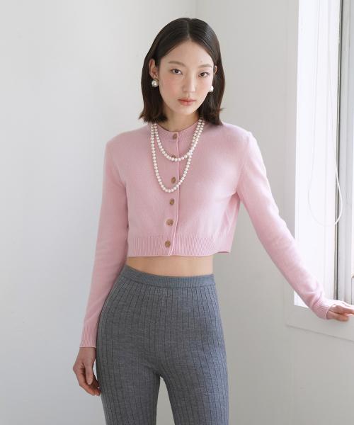 파인 울 크롭 가디건 (라이트핑크)