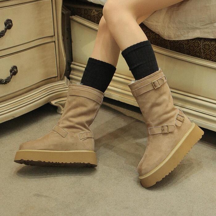 ljh7035 Platform belt middle boots _ 2colors