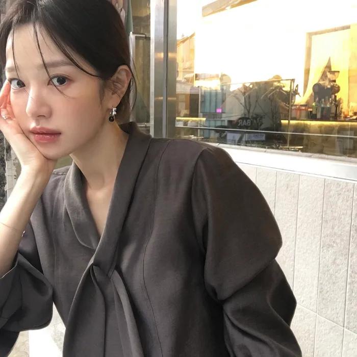 10/14 예약배송_8차_Draped tie blouse_brown