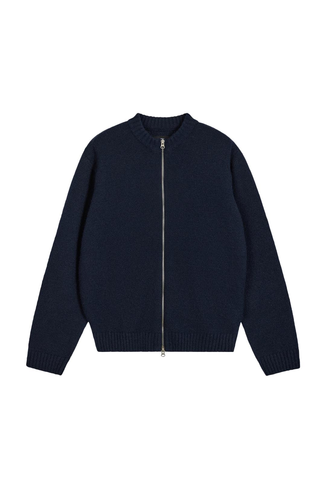 HEART LOGO ZIP CARDIGAN-NAVY