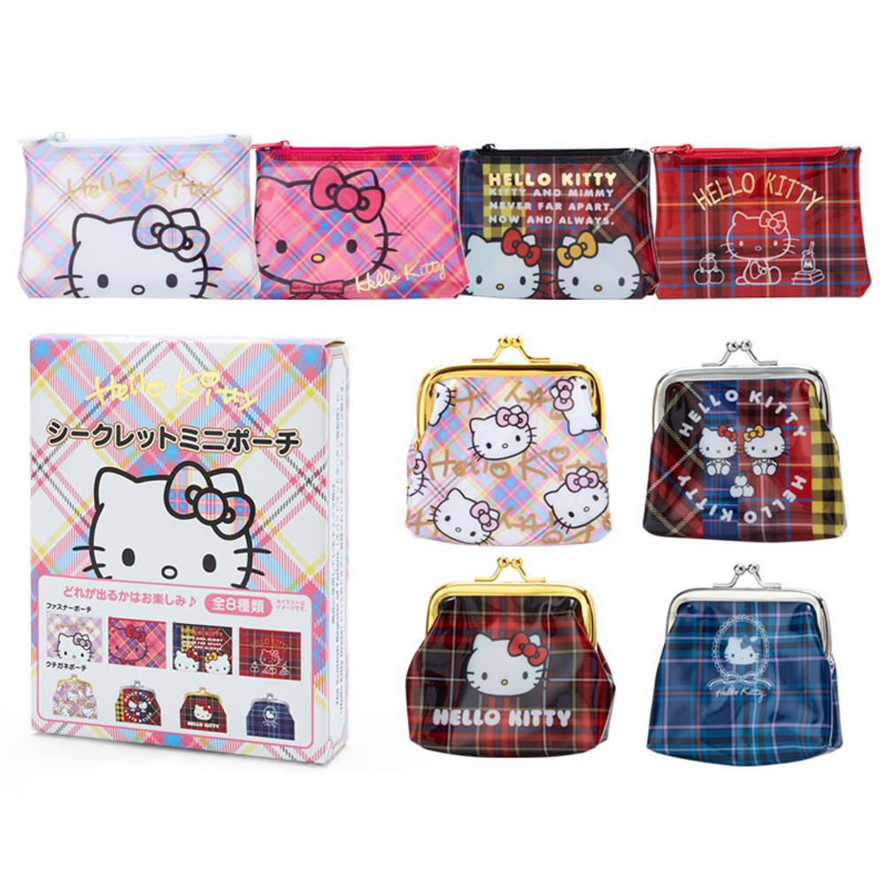 산리오 헬로키티 50주년 드레스 타탄 디자인 시리즈 시크릿 미니 파우치