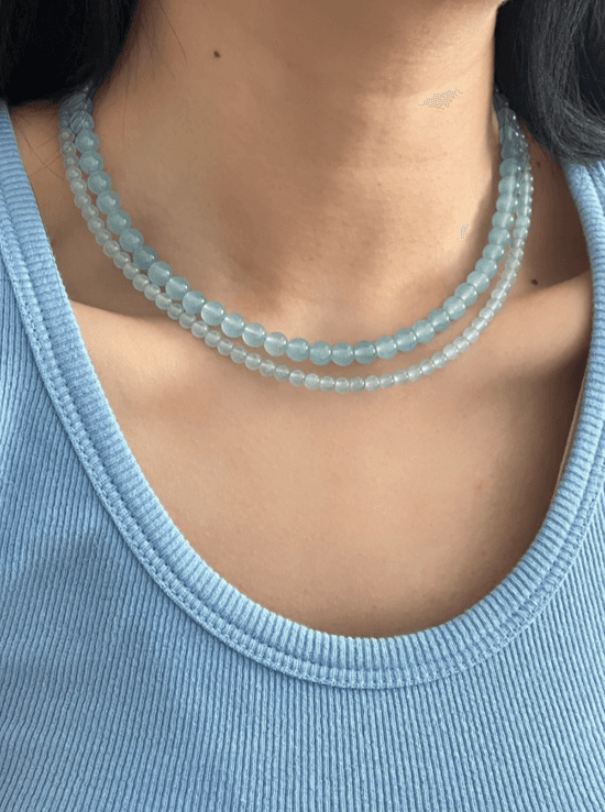 스카이블루 착색옥 써지컬 목걸이