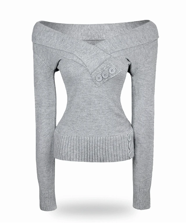 Jade button wrap off-shoulder knit