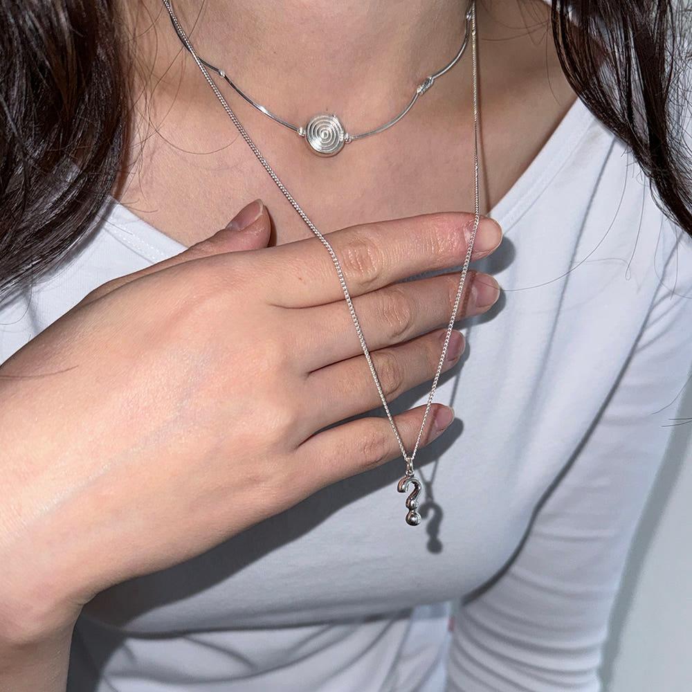 Question mark Pendant Necklace 물음표 실버목걸이