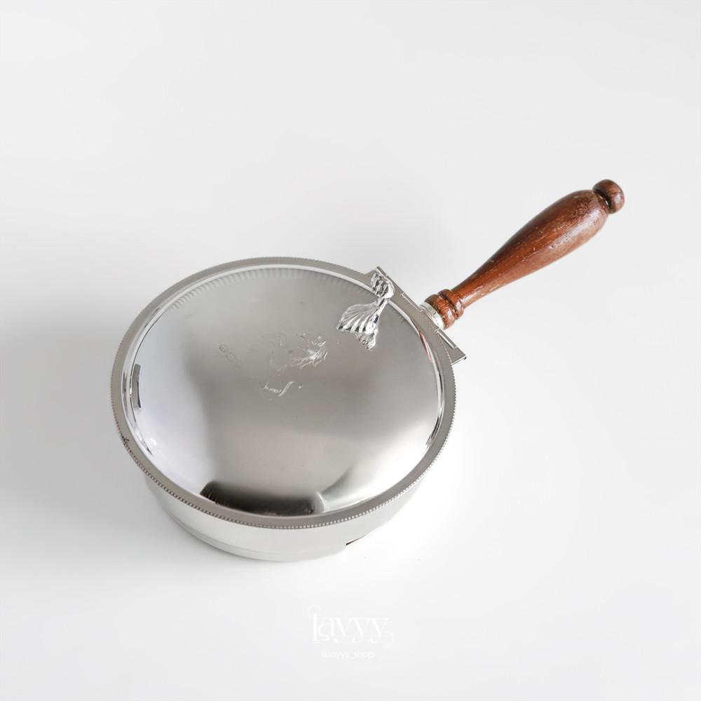 쉐필드 실버 우든 핸들 사일런트 버틀러 빈티지 은도금 인테리어 소품