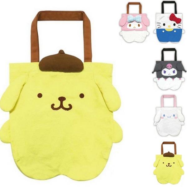 (일본) 헬로키티 마이멜로디 폼폼푸린 시나모롤 쿠로미 A4 다이컷 어깨끈가방 토트백 숄더백 (산리오캐릭터×Potetan 5type)
