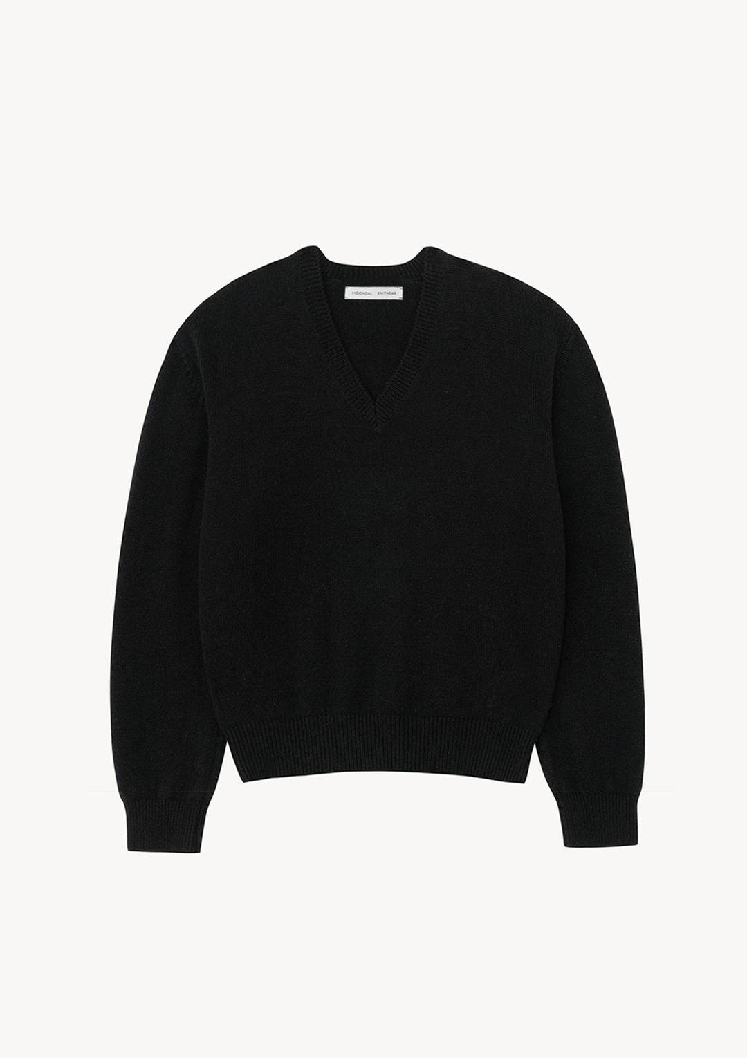 24 Deep V-Neck Knit in Black