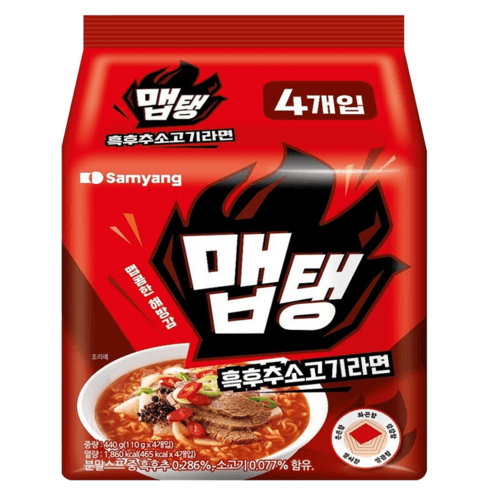 올따옴) 삼양 신제품 맵탱 흑후추소고기라면 110g 멀티, 4개 - 봉지라면 | 쿠팡