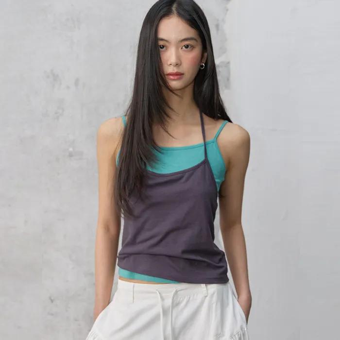 Halter Layered Sleeveless Set Ash purple/Blue