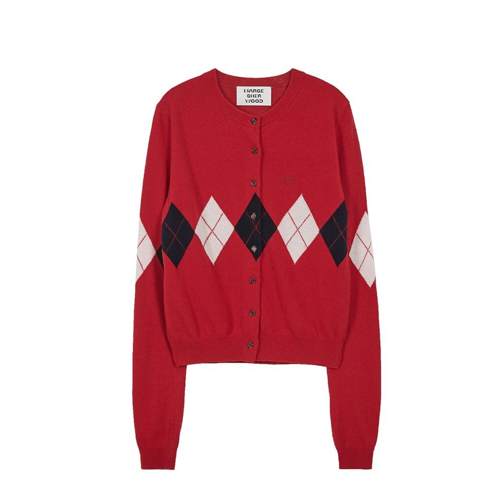 ARGYLE CARDIGAN_red