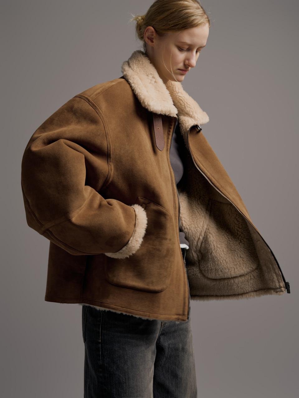 [11/26 예약배송] 램스울 스웨이드 무스탕_camel