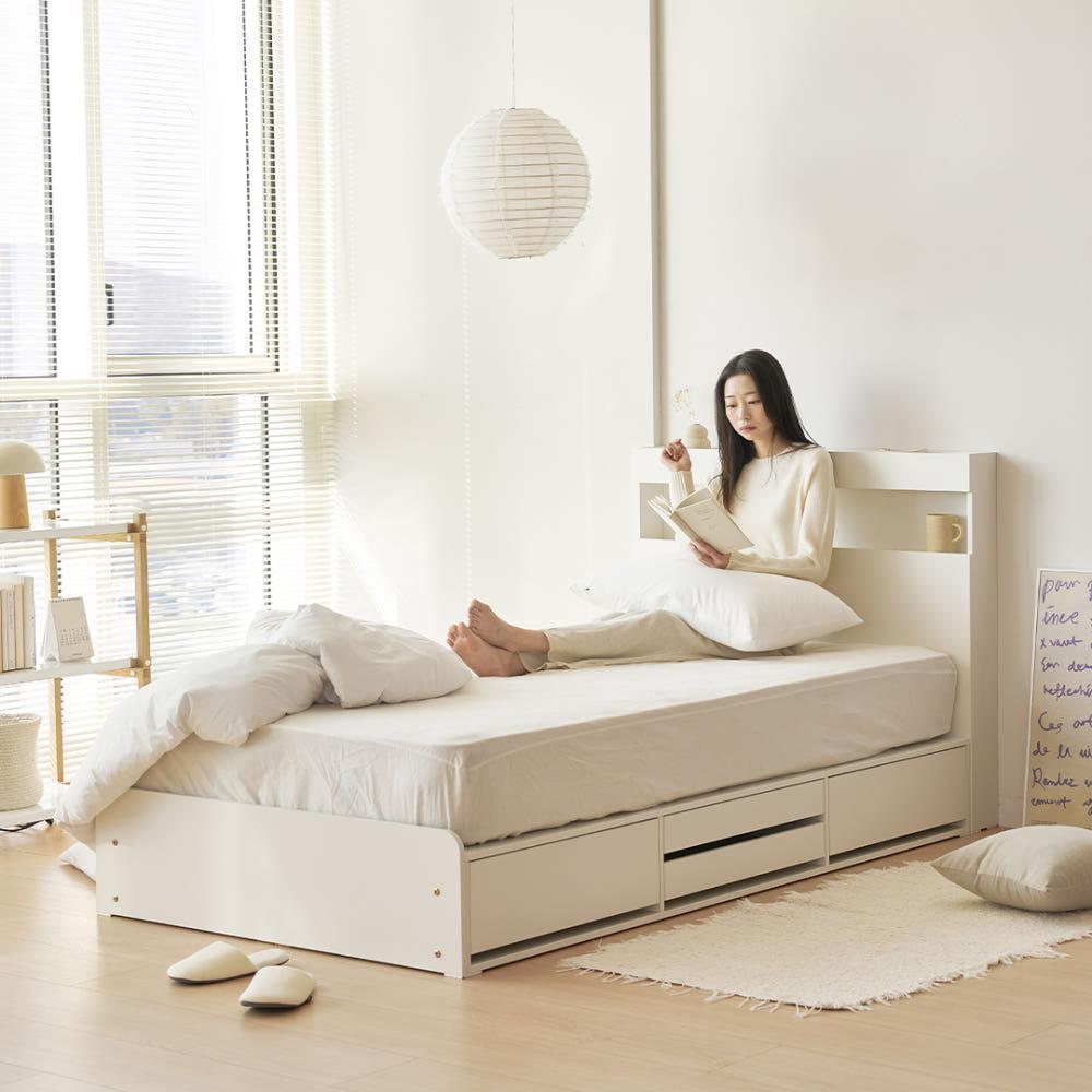 눕 이지 LED 조명 4단 멀티 수납 침대 프레임 슈퍼싱글 SS 2colors