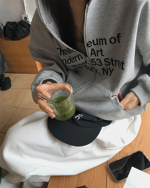 [unisex]  뮤지엄 레터링 후드집업