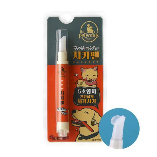 더펫원츠 강아지 올인원 구강케어 칫솔+치약 멍치카펜 4g