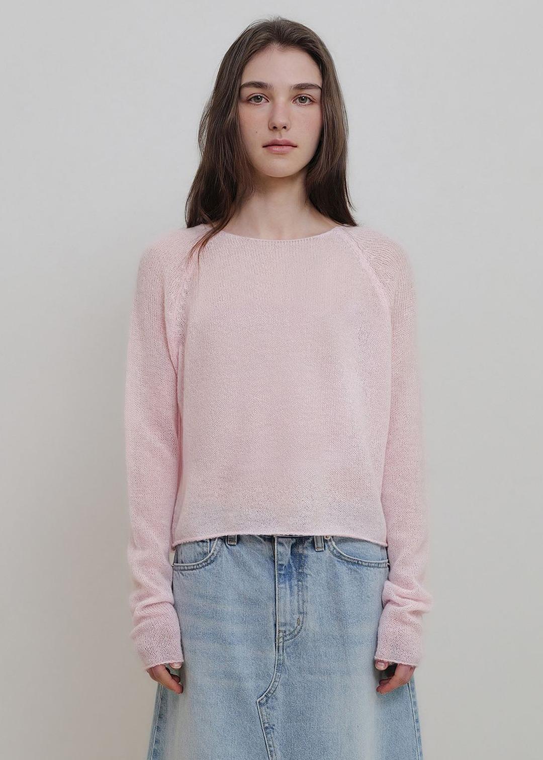 Boat neck sheer knit (baby pink)