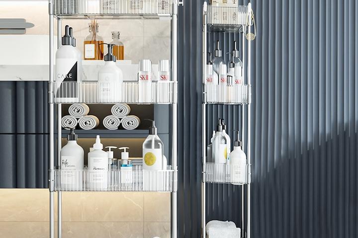 틈새트롤리 슬림선반 투명 스텐 이동식수납장 4단 4size