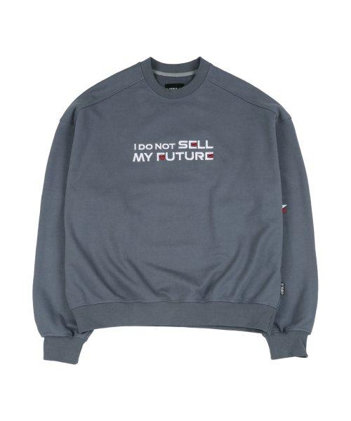 Embroidered (21) Slogan Sweatshirt [Steel Blue]