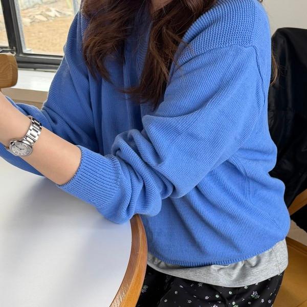 fresh cotton knit (french blue/cream/olive)