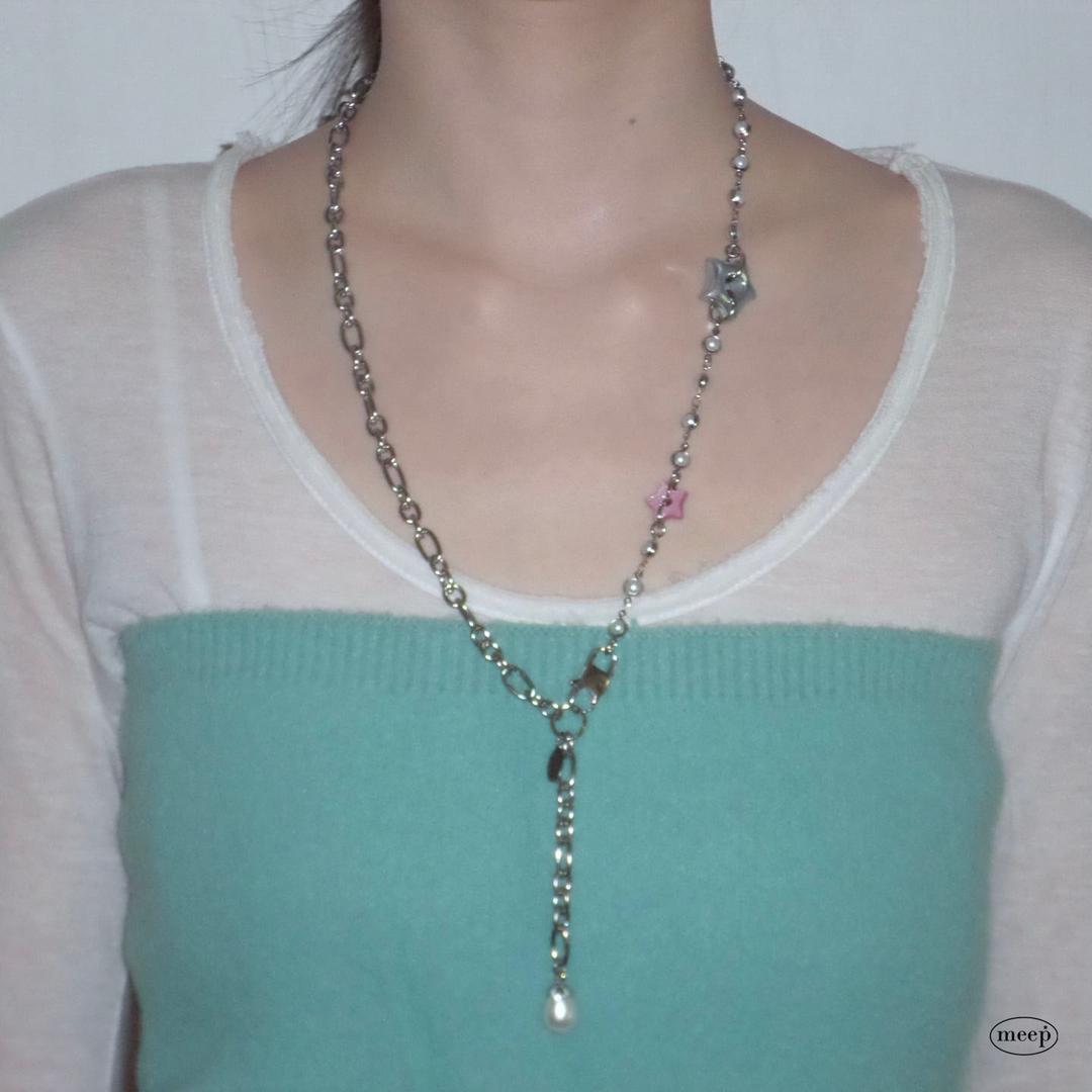 long drop pearl star necklace [2colors]