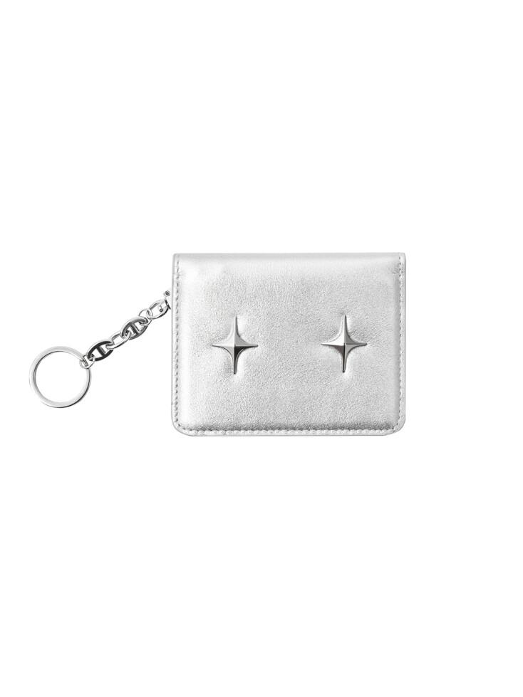 Sparkle star card wallet Pure silver