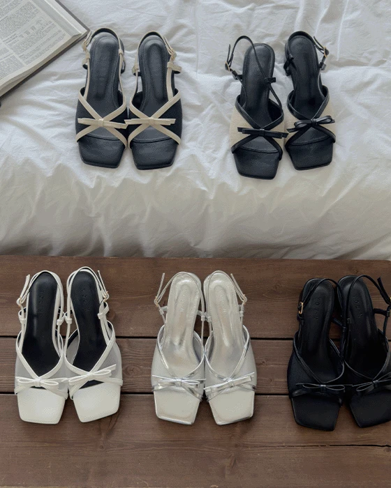 [자체제작/빅사이즈/당일배송] 로미에 발볼넓은 망사 린넨 샌들 힐샌들 (4CM)