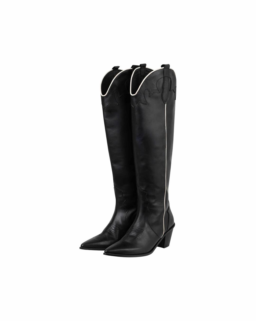 [주문제작] STITCH WESTERN LONG BOOTS, BLACK